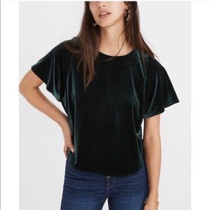 Madewell green velvet top